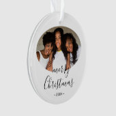 Eenvoudige Kerstmis Script Foto Ornament (voorkant)