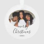 Eenvoudige Kerstmis Script Foto Ornament (achterkant)