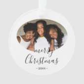 Eenvoudige Kerstmis Script Foto Ornament (voorkant)