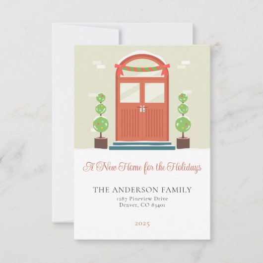 Eenvoudige Kerstmis voordeur bewegende aankondigin Kaart (Voorkant)