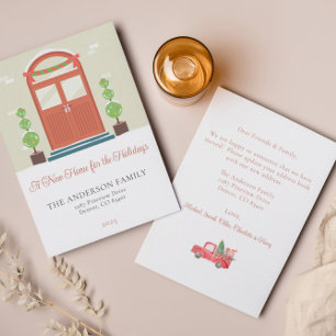 Eenvoudige Kerstmis voordeur bewegende aankondigin Kaart