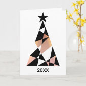 Eenvoudige Kerstmis Zakelijk Roze Goud Kaart (Gele Bloem)