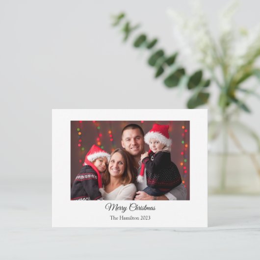 Eenvoudige Kerstmisfoto Groet Kerstmis Briefkaart (Staand voorkant)