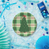 Eenvoudige kerstpannen rood en groen veer papieren bordje (Feest)