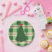 Eenvoudige kerstpannen rood en groen veer papieren bordje (Feest)