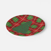 Eenvoudige kerstpannen rood en groen veer papieren bordje (Gekanteld)