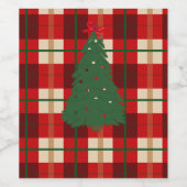 Eenvoudige kerstpannen rood en groen veer wijn etiket (Enkel label)