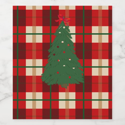 Eenvoudige kerstpannen rood en groen veer wijn etiket (Enkel label)