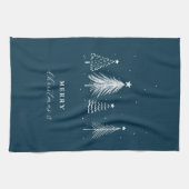 Eenvoudige kerstpijnboom | marineblauw theedoek (Horizontaal)