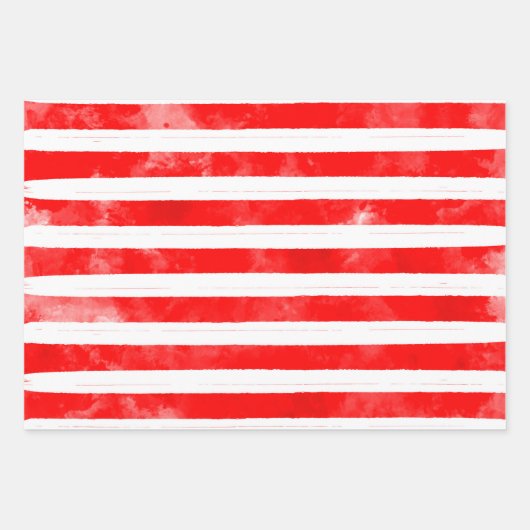 Eenvoudige kerstrode streep Waterverf Moderne Inpakpapier Vel (Voorkant)