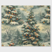 Eenvoudige kerstsneeuw afgedekte kerstboom cadeaupapier (Vlak)