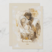 Eenvoudige kerststal in waterverf feestdagenkaart (Voorkant / Achterkant)