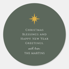 Eenvoudige Kerstster Gepersonaliseerde Religieuze Ronde Sticker