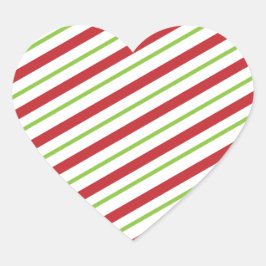 Eenvoudige kerststrepen hart sticker