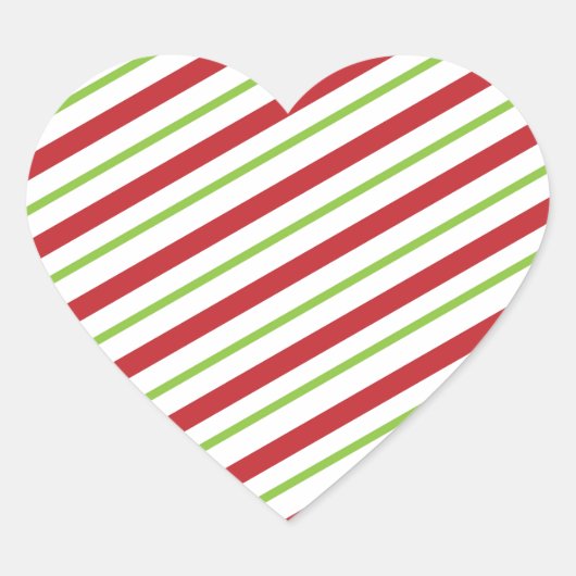 Eenvoudige kerststrepen hart sticker (Voorkant)