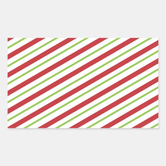Eenvoudige kerststrepen rechthoekige sticker (Voorkant)