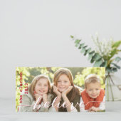 Eenvoudige Kerstvakantie Fotokaarten | Rood Wit Feestdagenkaart (Staand voorkant)