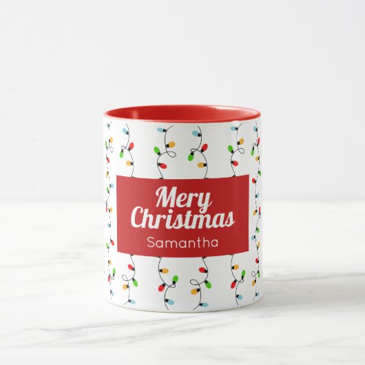 Eenvoudige kerstverlichting rode lampjes mok (Midden)