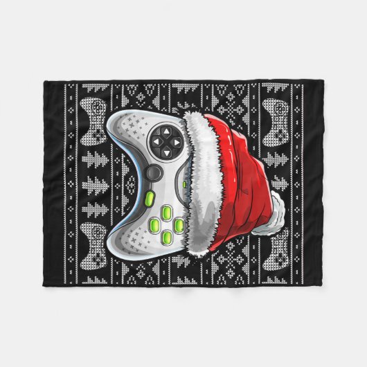 Eenvoudige kerstvideogame-controller voor kerstmis fleece deken (Voorkant (Horizontaal))