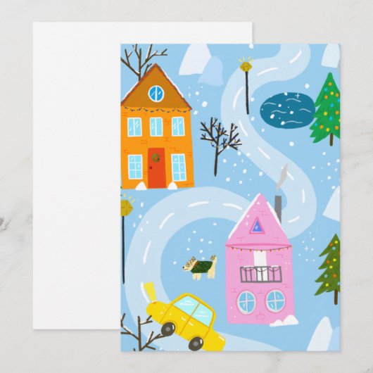 Eenvoudige kerstwinterfeestdag in de winter feestdagenkaart (Voorkant / Achterkant)