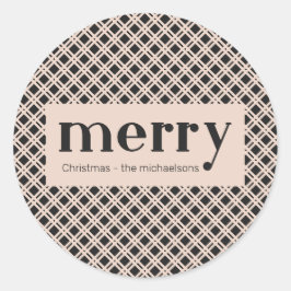 Eenvoudige kerstzwarte en Cream-spelcontroles Ronde Sticker