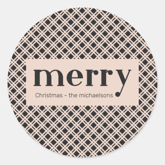 Eenvoudige kerstzwarte en Cream-spelcontroles Ronde Sticker (Voorkant)