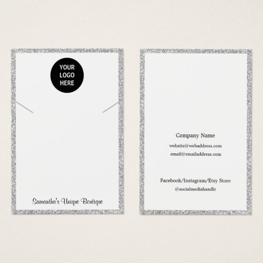 Eenvoudige Ketting Display Business Logo Silver Visitekaartje (Voorkant /achterkant)
