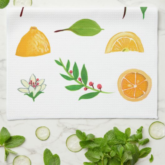 Eenvoudige keukenhanddoeken, leemons en leder theedoek (Gevouwen)