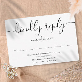 Eenvoudige keuze voor Elegant Black en White Scrip RSVP Kaartje