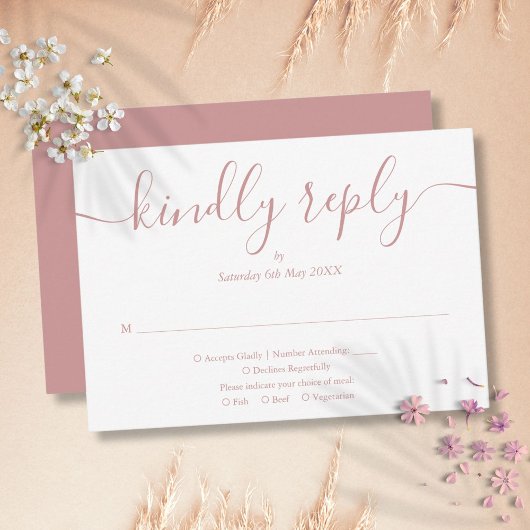 Eenvoudige keuze voor Elegant Roos Script Mal Choi RSVP Kaartje