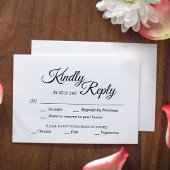 Eenvoudige keuze voor zwarte en witte kalligrafie RSVP kaartje