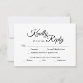 Eenvoudige keuze voor zwarte en witte kalligrafie RSVP kaartje (Voorkant)