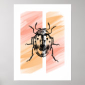Eenvoudige kever bug silhouet op Oranje achtergron Poster (Voorkant)