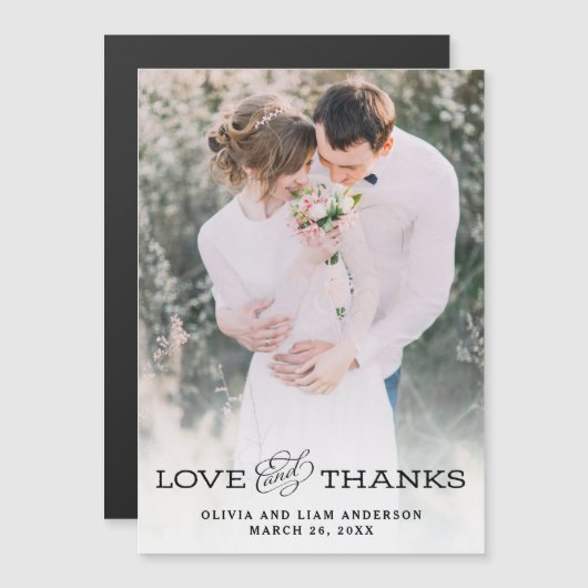 Eenvoudige  kijk | Weddenfoto Hartelijk dank Magnetische Uitnodiging (Voorkant / Achterkant)