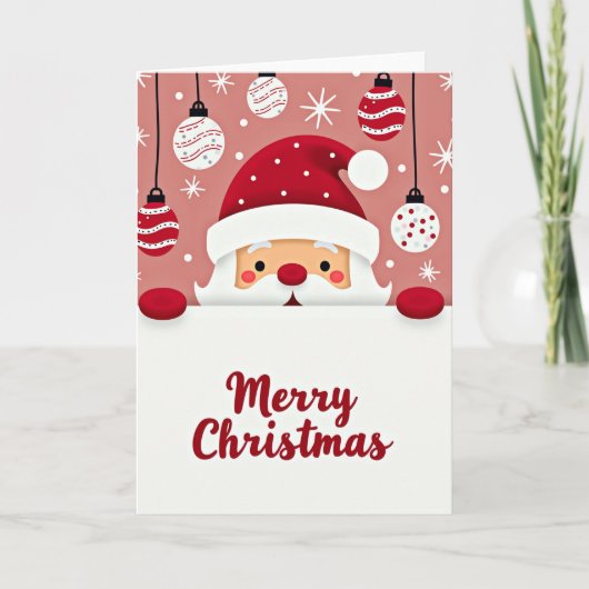 Eenvoudige Kijkende Kerstman Vrolijk Kerstkaart Kaart (Voorkant)