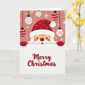 Eenvoudige Kijkende Kerstman Vrolijk Kerstkaart Kaart (Gele Bloem)
