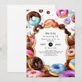 Eenvoudige Kinder Donut Verjaardag Kaart (Voorkant / Achterkant)