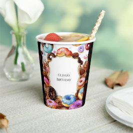 Eenvoudige Kinder Donut Verjaardag Papieren Bekers