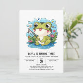Eenvoudige Kinder kikker digitale verjaardag Kaart (Staand voorkant)
