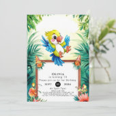 Eenvoudige Kinder papegaai verjaardag Kaart (Staand voorkant)