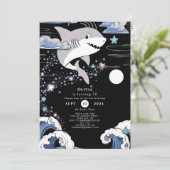 Eenvoudige Kinder Plezier Haai Verjaardag Kaart (Staand voorkant)