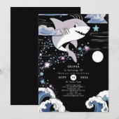 Eenvoudige Kinder Plezier Haai Verjaardag Kaart (Voorkant / Achterkant)