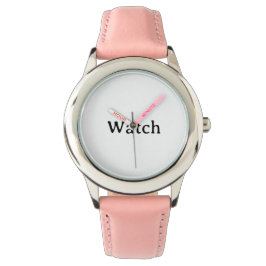 Eenvoudige kinder roestvrij staal roze lederen ban horloge