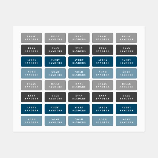 Eenvoudige Kinder wasnaam Labels (Vel)