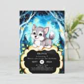 Eenvoudige kinder wolf verjaardag kaart (Staand voorkant)