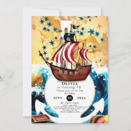 Eenvoudige kinderen Ahoy Pirate Verjaardag Kaart