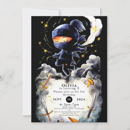 Eenvoudige kinderen Ninja Verjaardag Kaart (Voorkant)