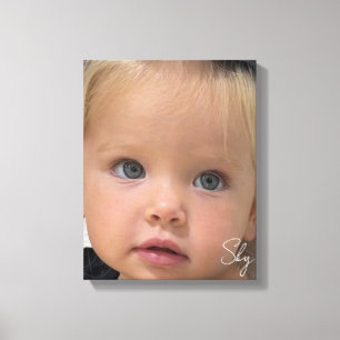 Eenvoudige kinderfoto & naam  canvas afdruk