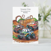 Eenvoudige kindermonstertruck Verjaardag Bedankkaart (Staand voorkant)