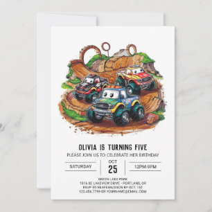 Eenvoudige kindermonstertruck Verjaardag Kaart